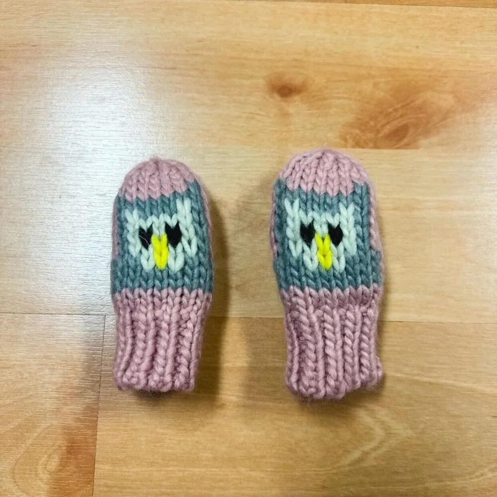 Baby Girl Pink Crochet Owl Mittens